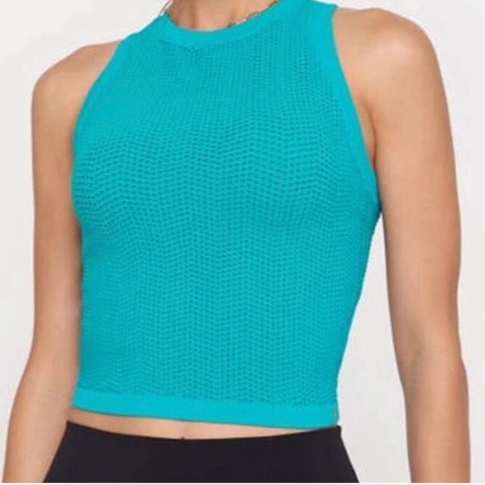 Spiritual Gangster Rise Seamless Mesh Racer Tank-Teal